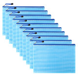 Muka 10PCS PVC Mesh Zipper Pouch Document Bag, Waterproof Zip File Folders for School Office Supplies