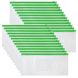 Muka 24PCS PVC Zipper Envelope File Folders, Transparent PVC Storage Bags with Label Pocket