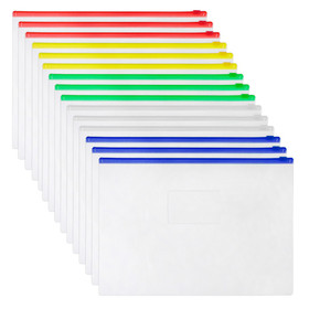 Muka 24PCS Plastic Clear Poly Envelope File Folder Zipper Bags Pouch, A4/Letter Size