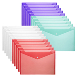 Muka 20PCS Poly Envelope Folders, Clear A4/Letter Size Plastic Envelopes with Snap Button Closure for School Office