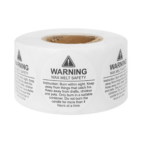 500PCS Candle Warning Labels, 1.5inch Waterproof Wax Melt Safety Stickers for Candle Jars and Tins