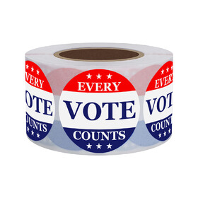 Muka Every Vote Counts Stickers, 2" Dia, 500PCS/Roll - In Stock
