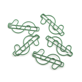 (Price/100 Clips) Officeship Green Dollar Sign Clips, 1 3/4"L x 3/4"W
