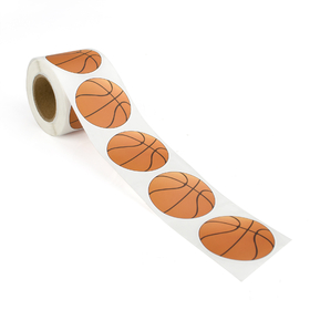 2" Diameter Basketball Stickers, 250PCS per Roll, Waterproof & Standard Permanent Self-Adhesive Sports Ball Stickers, Stationery and Sports Party Supplies