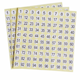 (Price/1 Pack) 0.4" Clear/ White Round Number Stickers, 1500 Labels/Pack
