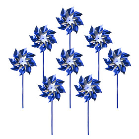 Muka 100 PCS Blue Mylar Pinwheel 12" Height, NO EXCUSE FOR CHILD ABUSE Mylar Pinwheel, 7 Inch Dia 100% Recyclable