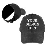 TOPTIE Custom Printing Personalized Backless Ponytail Baseball Cap Washed Cotton Messy High Bun Curly Hair Ponytail Hat