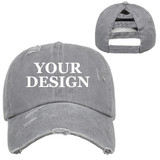 TOPTIE Personalized Custom Printing Women Ponytail Baseball Cap, Criss Cross Distressed Messy High Bun Ponytail Hat