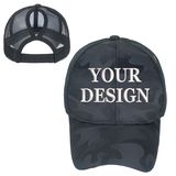 TOPTIE Personalized Embroidery Custom Women Camo Ponytail Hat Baseball Cap,Camouflage Mesh Baseball Cap for Women
