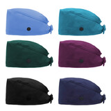 TOPTIE 6 Pieces Working Caps with Buttons Tie Back Hats with Sweatband Cotton Working Hats for Women Men