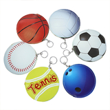 (Pack of 3) Aspire Tennis Bowling Soccer Basketball Volleyball Baseball Shape Keychain, Coin Purses, Zipper Pouch, 5 inches Diameter