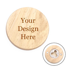 Muka Personalized Round Wooden Beer Bottle Opener, Magnetic Design