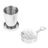 Muka Personalized 2.5 Ounce Stainless Steel Collapsible Shot Glass, Customized Collapsable Cup with Keychain, Laser Engraved