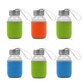 (Pack of 6PCS) Muka 5 Ounce Glass Drinking Bottle with Stainless Steel Lid Insulated Sleeve for Kids
