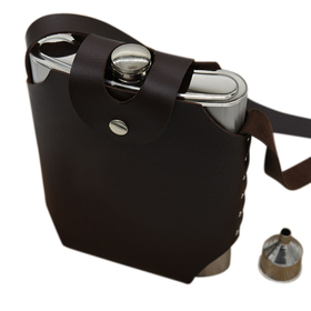 Aspire Blank Stainless Steel Hip Flask & Funnel Set, 48 Ounce, with Removable Holster