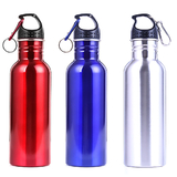 Aspire Stainless Steel Water Bottle with Carabiner, Single Walled Wide Mouth Sports Bottle for Hiking Cycling, 25 oz.