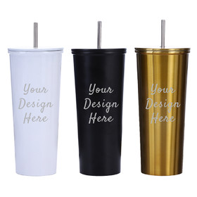 Aspire Customized 25 Oz. Stainless Steel Tumbler with Straw, Double Walled Insulated Water Bottle, Laser Engraved