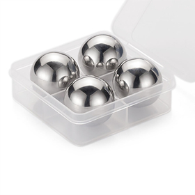 Muka Ball Shaped Whiskey Stone, 4-piece Reusable Spherical Stainless Steel Ice Cube, 1" Diameter
