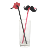 (Pack of 20) Aspire Red Lips and Black Mustache Drinking Straws, Party Supplies