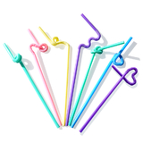 (Pack of 100) Aspire Colorful Flexible Spoon Drinking Straw