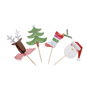 (Pack of 40) Aspire Christmas Tree Reindeer Santa Claus Christmas Socks Cupcake Topper Toothpicks, Cocktail Picks, Christmas Decorations