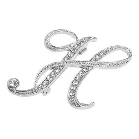 TOPTIE 26 Letters Brooches Silver Plated Metal lapel Pins Clear Crystal