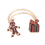 (Price/25PCS) ALICE Christmas Gingerbread Man and Gift Box Collar Pins with Golden Double Chains Tassels