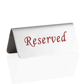 Muka Stainless Steel Reserved Sign, Tent Style Double Side Table Sign