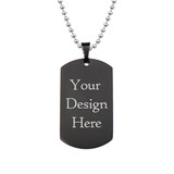 Muka Personalized Dog Tag Necklace, Customized Black Stainless Steel Tag Engraving Text Photo