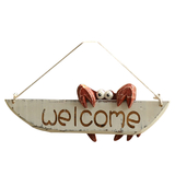 Aspire Wooden Crab Welcome Sign, Single Sided Welcome Hanging Plaque Home Decor