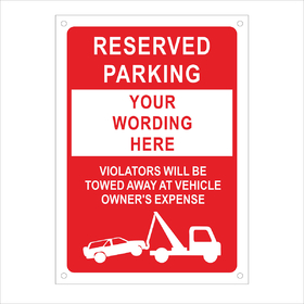 Aspire Custom Rust Free Aluminum Reflective Sign, Reserved Parking Custom Text Unauthorized Vehicles Towed Away (with Tow Symbol)