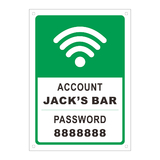 Aspire Custom WIFI Sign Rust Free Aluminum Sign, Account Password (with WIFI Symbol)