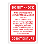 Aspire Custom Rust Free Aluminum Sign, Do Not Knock Do Not Disturb Sign No Soliciting Sign, Red on White