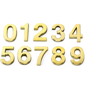 (Pack of 4) Aspire Golden Self-Stick Number for Door, House and Mailbox, Digit (0-9)