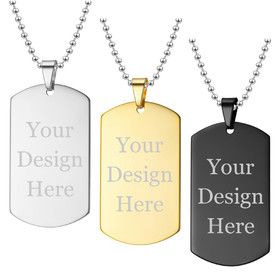 Aspire Personalized Dog Tag Necklace, Stainless Steel Tag Engraving Text and Logo