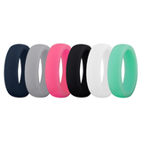 (Price/6 Pcs) GOGO Women's Silicone Wedding Ring - 5.5 mm Wide (2 mm Thick) - Great for Gym, Training, Outdoors, Exercises