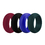 (Price/4 Pcs) GOGO Men's Silicone Wedding Rings Pack - 9 mm Wide (3 mm Thick) - Black, Dark Blue, Dark Green, Maroon, Price/1 pack