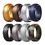 GOGO Silicone Wedding Ring For Men Step Edge Metallic Rubber Wedding Bands, 4 & 7 Packs - Width 8mm & Thickness 2.5mm