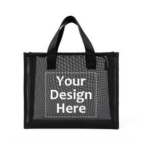 Muka Customized Storage Bag Mesh Cosmetic Bag, Black Makeup Bag Toiletry Bag Add with Logo