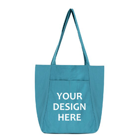 Muka Customized Tote Bag with Zipper, Nylon Shoulder Bag Large Beach Bag Printed with Logo