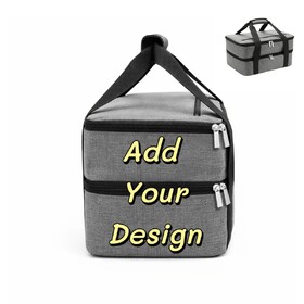 Muka Custom Insulated Double Layer Lunch Bag Foldable Food Storage Bag Water-Repellent Picnic Bag 15.8 x 11 x 7.9 Inches