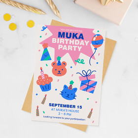 Muka 500PCS Custom Birthday Invitation Cards Personalized Printed Birthday Party Invitations for Baby Kid Teen and Adult