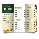 Muka Custom Restaurant Trifold Menu Cards 8.5