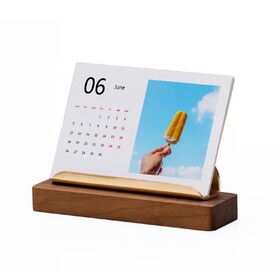 Muka Custom Photo Desk Calendar with Wooden Stand, Monthly Printing, Personalized Photos, Elegant Gift