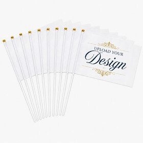Muka 25 Pack Custom Logo Sublimation Flags, 5 x 8 Inch Personalized Polyester Hand Flags with Poles