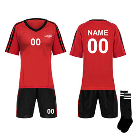 TOPTIE Custom Soccer Jersey, Shoulder Striped Soccer Shirts, with Jersey, Shorts and Socks