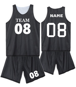 TOPTIE Custom Reversible Basketball Uniform with Name Number Mesh Basketball Jersey and Shorts for Adult - S-2XL