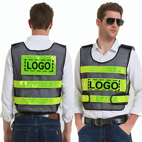 GOGO Custom Adult Industrial Mesh Safety Vest with Reflective Stripes, Break Away Safety Vest