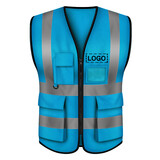 GOGO Custom 5 Pockets High Visibility Zipper Front Breathable Safety Vest, Add Your Logo On Front and Back