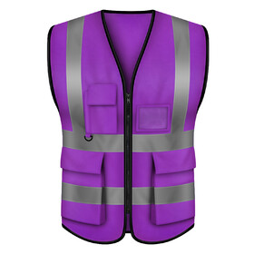 GOGO 5 Pockets High Visibility Zipper Front Breathable Safety Vest